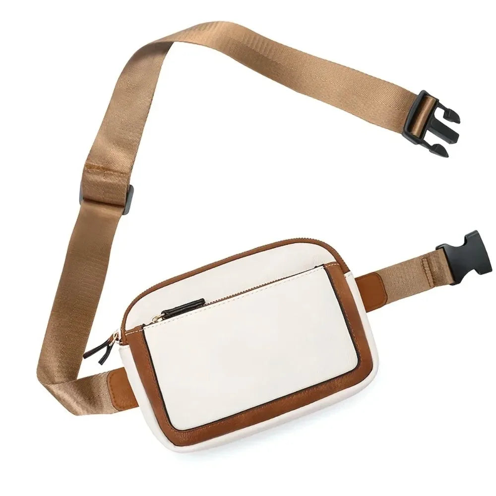 PU Leather Waist Bag for Women & Men, Adjustable Strap Crossbody Chest Bag, Fashion Fanny Pack, Lightweight Waterproof Belt B