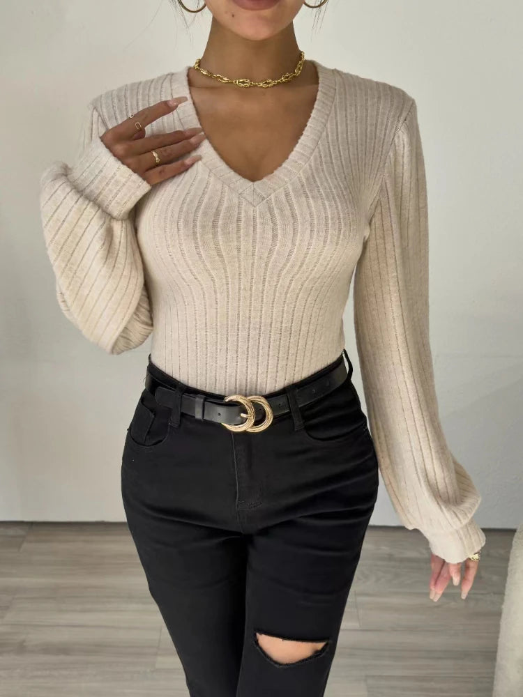 Sexy Pullovers Women Off Shoulder Cropped Knitted Basic Clothes Autumn All-match Side Slit Simple Tender Slim Gentle SeductiveLa