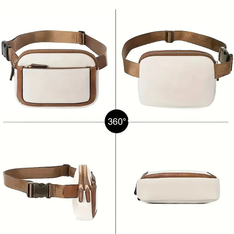 PU Leather Waist Bag for Women & Men, Adjustable Strap Crossbody Chest Bag, Fashion Fanny Pack, Lightweight Waterproof Belt B