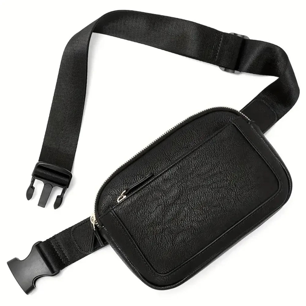 PU Leather Waist Bag for Women & Men, Adjustable Strap Crossbody Chest Bag, Fashion Fanny Pack, Lightweight Waterproof Belt B