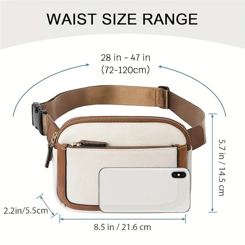 PU Leather Waist Bag for Women & Men, Adjustable Strap Crossbody Chest Bag, Fashion Fanny Pack, Lightweight Waterproof Belt B